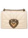 Dolce & Gabbana Devotion Medium Leather Shoulder Bag In Cream