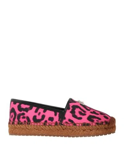 Dolce & Gabbana Woman Espadrilles Fuchsia Size 7.5 Textile Fibers, Leather In Pink