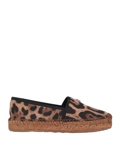 Dolce & Gabbana Woman Espadrilles Sand Size 4 Cotton, Viscose In Multi