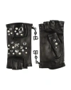 Dolce & Gabbana Blue Logo Fingerless Wrist Length Mitten Gloves In Black