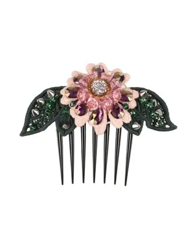 Dolce & Gabbana Woman Hair Accessory Deep Teal Size - Acrylic, Crystal, Cotton, Brass In Green