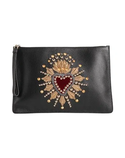 Dolce & Gabbana Woman Handbag Black Size - Calfskin, Polyester, Polyamide, Metal, Cotton