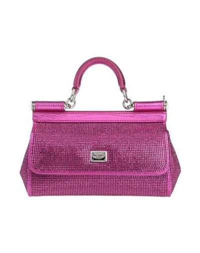 Dolce & Gabbana Woman Handbag Fuchsia Size - Viscose, Silk, Calfskin In Pink
