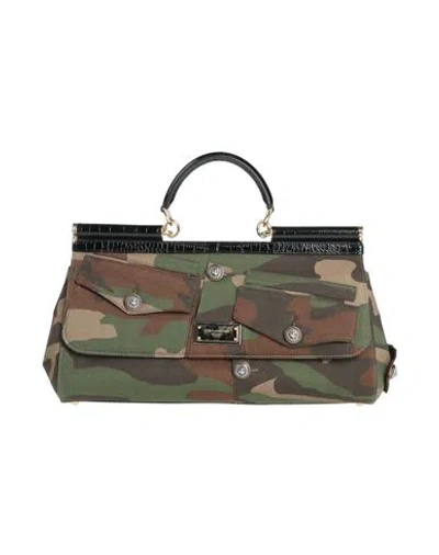 Dolce & Gabbana Woman Handbag Military Green Size - Cotton, Calfskin