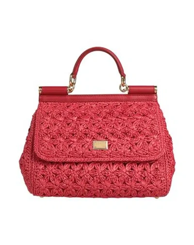 Dolce & Gabbana Woman Handbag Red Size - Straw, Leather