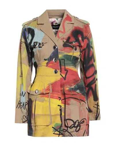 DOLCE & GABBANA DOLCE & GABBANA WOMAN JACKET BEIGE SIZE 8 COTTON, ELASTANE