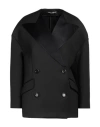 Dolce & Gabbana Black Polyester Double Breasted Coat Jacket In Black