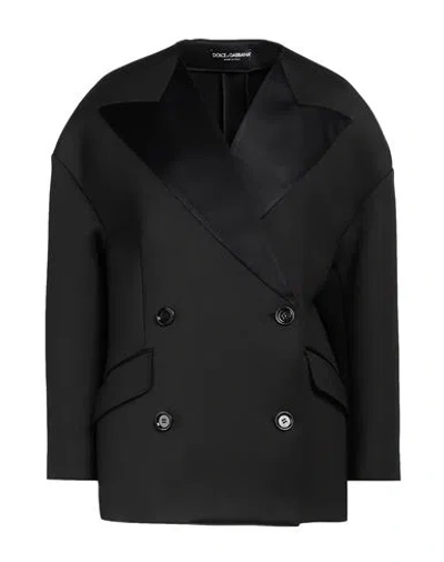 Dolce & Gabbana Black Polyester Double Breasted Coat Jacket