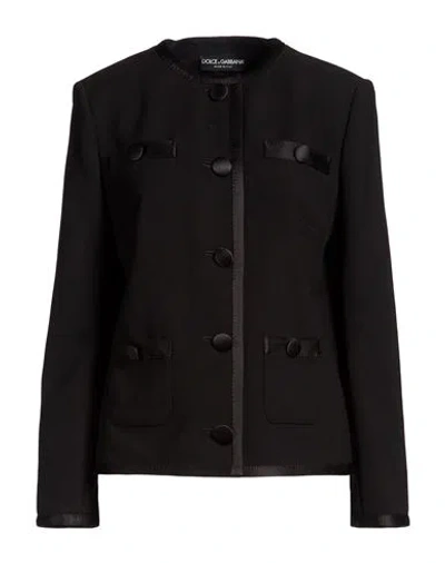 Dolce & Gabbana Woman Jacket Black Size 6 Virgin Wool, Silk, Polyester