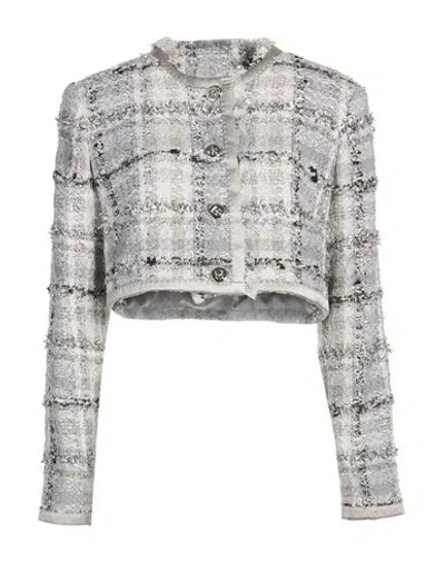 Dolce & Gabbana Woman Jacket Light Grey Size 8 Synthetic Fibers, Wool, Polyamide, Metallic Polyester In Gray