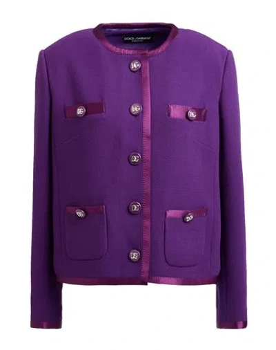 Dolce & Gabbana Wool Crepe Jacket In Purple