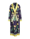 Dolce & Gabbana Floral Silk Long Sleeve Lounge Robe In Purple