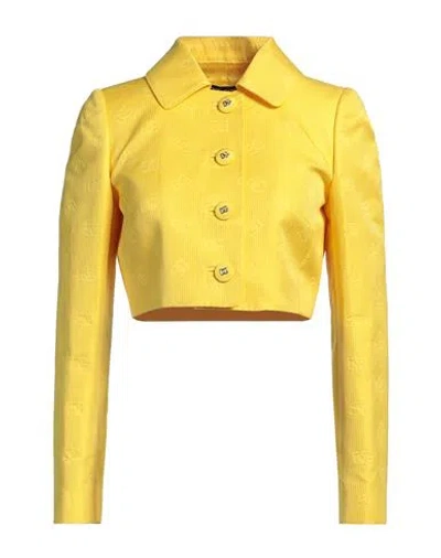 Dolce & Gabbana Woman Jacket Yellow Size 2 Cotton, Polyester, Silk