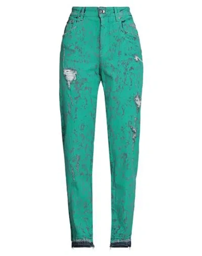 Dolce & Gabbana Woman Jeans Green Size 10 Cotton, Elastane
