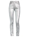 Dolce & Gabbana Woman Jeans Silver Size 12 Cotton, Elastane In Silver
