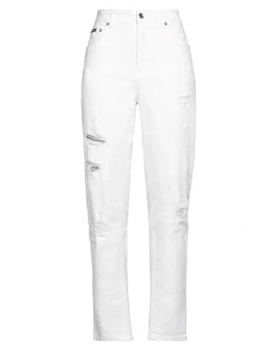 Dolce & Gabbana Woman Jeans White Size 6 Cotton, Elastane