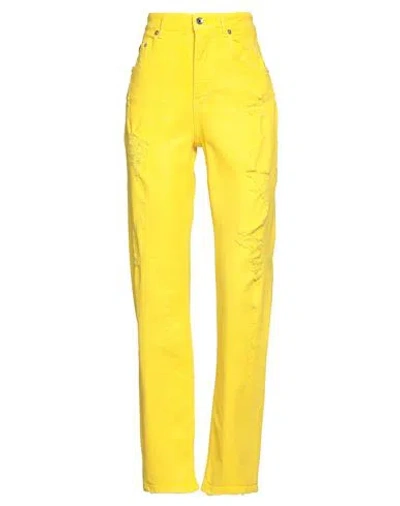 Dolce & Gabbana Woman Jeans Yellow Size 8 Cotton, Elastane