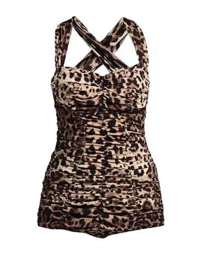 Dolce & Gabbana Woman Jumpsuit Sand Size 12 Silk, Elastane In Beige