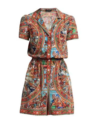 Dolce & Gabbana Woman Jumpsuit Tomato Red Size 8 Silk In Brown