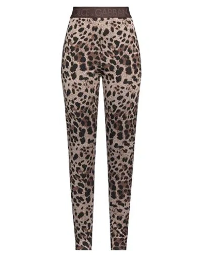 Dolce & Gabbana Woman Leggings Beige Size 8 Viscose, Polyamide, Elastane, Polyester
