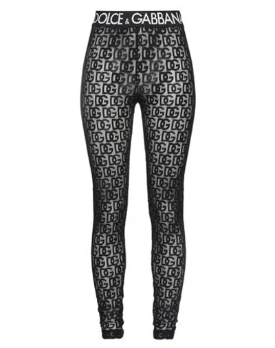 Dolce & Gabbana Woman Leggings Black Size 10 Cotton, Polyamide, Elastane
