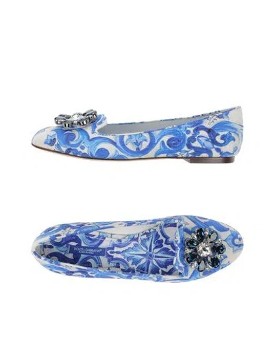 Dolce & Gabbana Woman Loafers Azure Size 4 Viscose, Cotton In Blue