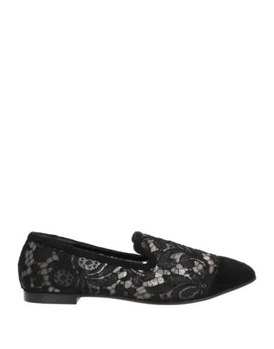 Dolce & Gabbana Blue Floral Lace Slip Ons Loafers Flats Shoes