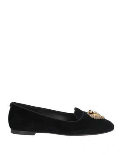 Dolce & Gabbana Woman Loafers Black Size 6.5 Viscose, Cotton