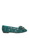 Dolce & Gabbana Woman Loafers Green Size 5.5 Textile Fibers