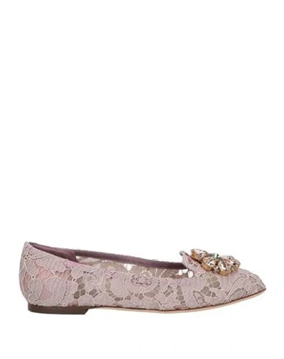 DOLCE & GABBANA DOLCE & GABBANA WOMAN LOAFERS LILAC SIZE 6 TEXTILE FIBERS
