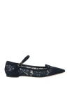 Dolce & Gabbana Woman Loafers Midnight Blue Size 5 Leather, Textile Fibers In Blue