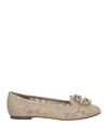 Dolce & Gabbana Woman Loafers Sand Size 7.5 Textile Fibers In Beige