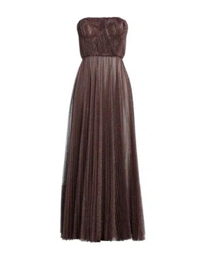 Dolce & Gabbana Woman Maxi Dress Bronze Size 10 Metallic Polyester, Polyester In Yellow