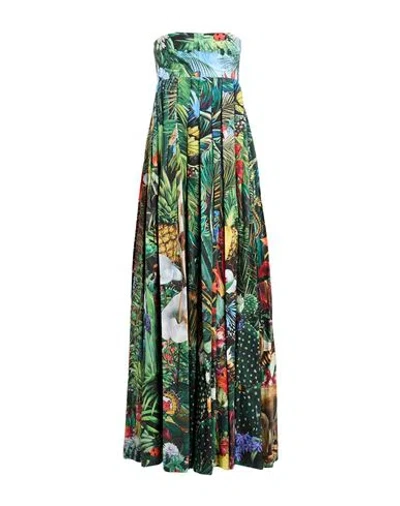 Dolce & Gabbana Woman Maxi Dress Dark Green Size 0 Cotton In Multi