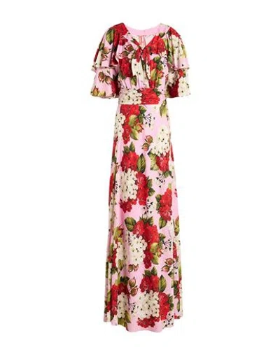 Dolce & Gabbana Woman Maxi Dress Pink Size 2 Silk, Elastane In Multi