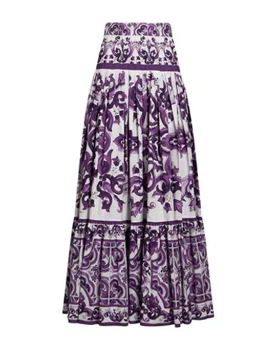 Dolce & Gabbana Woman Maxi Skirt Purple Size 6 Cotton