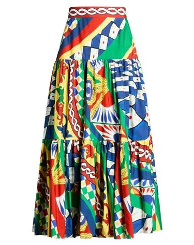 Dolce & Gabbana Woman Maxi Skirt Red Size 0 Cotton In Multi