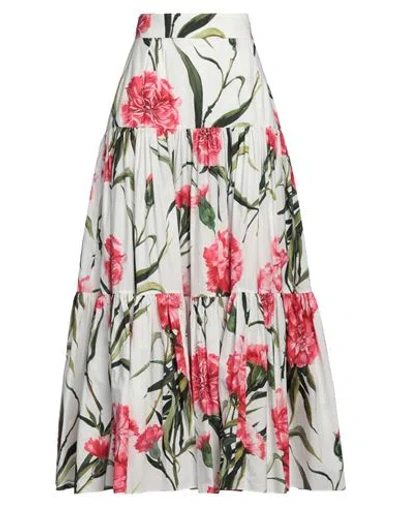 Dolce & Gabbana Woman Maxi Skirt White Size 0 Cotton In Multi