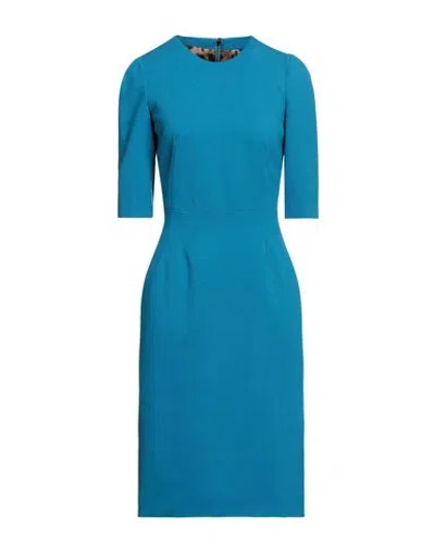 Dolce & Gabbana Woman Midi Dress Azure Size 2 Virgin Wool, Polyamide, Elastane In Blue