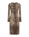 Dolce & Gabbana Leopard Print Long Sleeve Cady Midi Dress