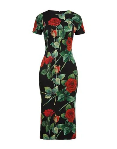 Dolce & Gabbana Woman Midi Dress Black Size 0 Silk, Elastane In Multi