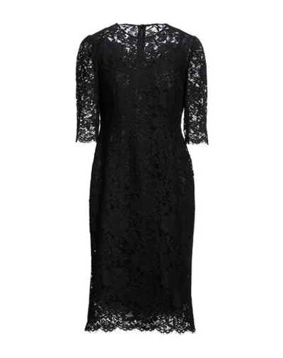 Dolce & Gabbana Woman Midi Dress Black Size 0 Viscose, Cotton, Polyamide In Gold