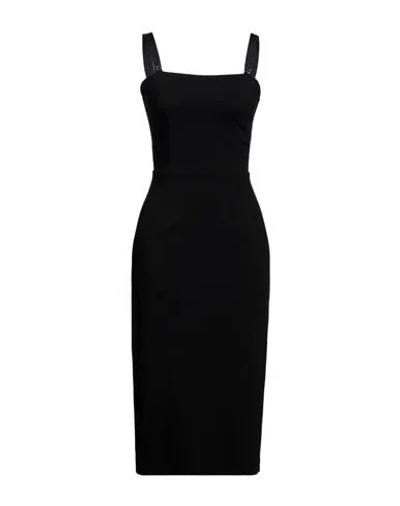 Dolce & Gabbana Woman Midi Dress Black Size 10 Viscose, Polyamide, Silk, Elastane