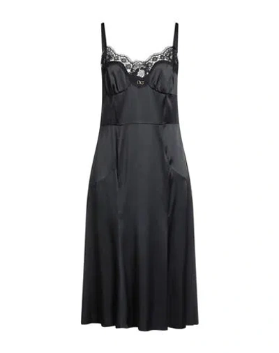 Dolce & Gabbana Woman Midi Dress Black Size 12 Silk, Cotton, Polyamide, Viscose