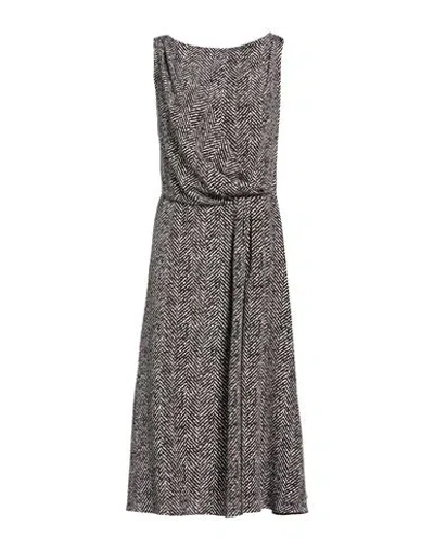 Dolce & Gabbana Woman Midi Dress Black Size 14 Silk, Elastane In Gray