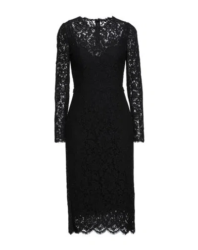 Dolce & Gabbana Woman Midi Dress Black Size 2 Cotton, Polyamide, Viscose