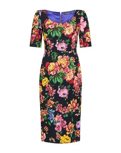 Dolce & Gabbana Woman Midi Dress Black Size 2 Viscose, Elastane In Multi