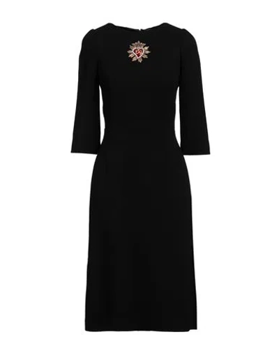 Dolce & Gabbana Woman Midi Dress Black Size 0 Wool, Brass, Silk, Glass