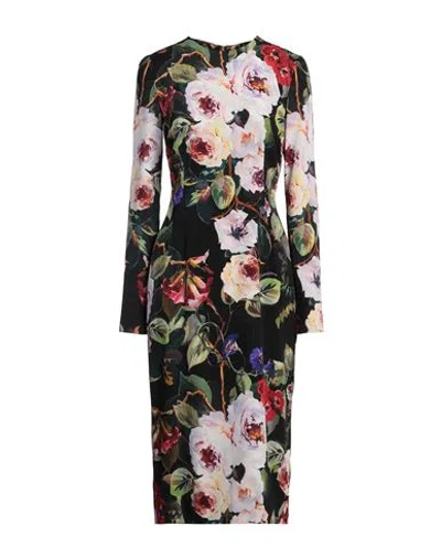 DOLCE & GABBANA DOLCE & GABBANA WOMAN MIDI DRESS BLACK SIZE 4 SILK, ELASTANE