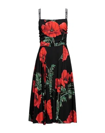 Dolce & Gabbana Woman Midi Dress Black Size 4 Silk, Elastane, Polyester
